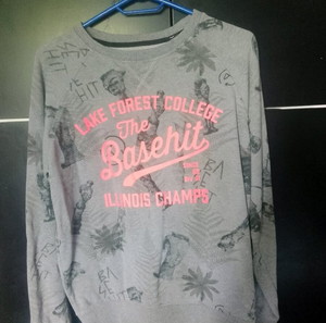 Γκρι μακρυμάνικο φούτερ Basehit, size small