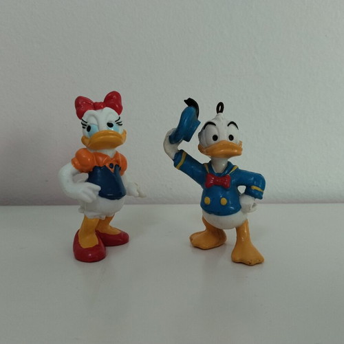 Donald & Daisy Disney miniature figures, vintage 1986, 6 cm