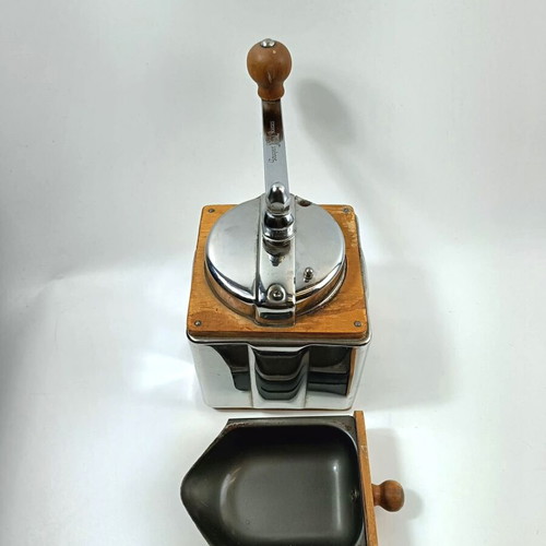 Peugeot Peuginox manual coffee grinder used, inox and wood