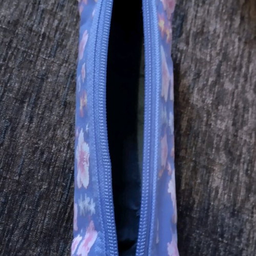 Maui barrel pencil case used, purple with flowers