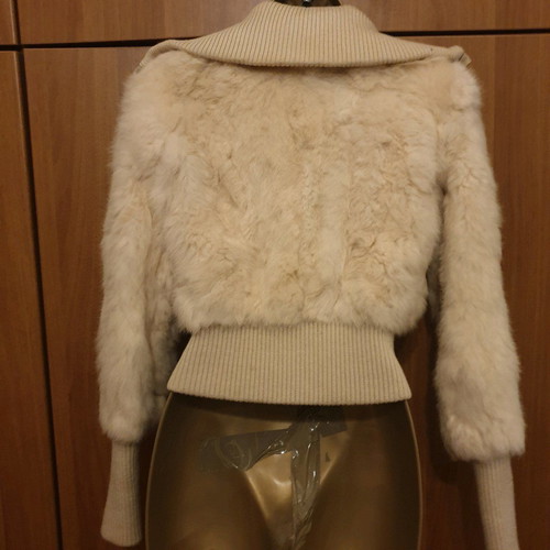 Fur coat made of real rabbit fur used, size small, beige
