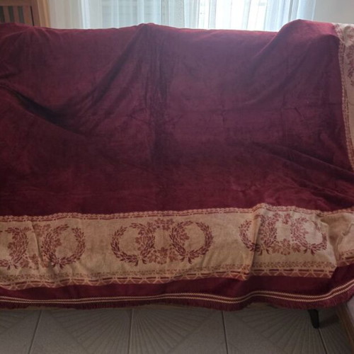 Chenille Throw Blanket Large, Like New, Burgundy and Gold