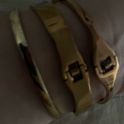 Steel bracelets like new, pink and gold colors