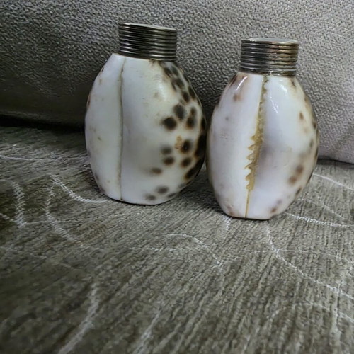 Salt and pepper set made of natural shell like new