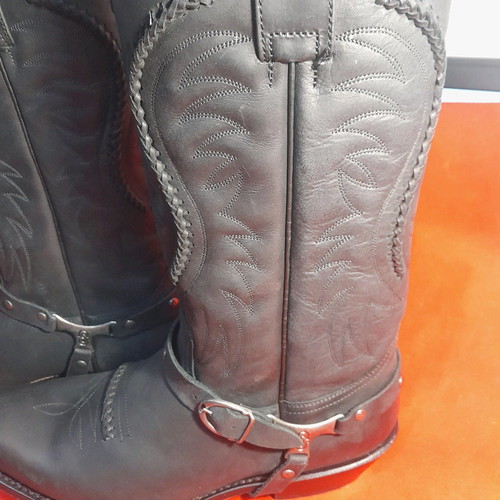 Sendra cowboy leather boots black new size 45