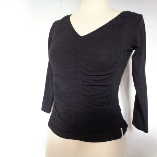 Trussardi Black Athletic Top with Draped V-Neck S/M Like New