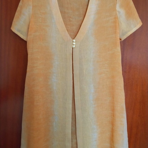 Semi-transparent tunic like new, size M/L, orange-yellow batik
