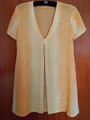 Semi-transparent tunic like new, size M/L, orange-yellow batik