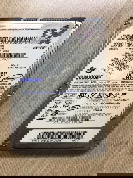 SAMSUNG LAPTOP HARD DRIVE SATA 2.5" 160GB HM160HI