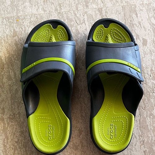 Crocs sandals 37-38 gray with green like new