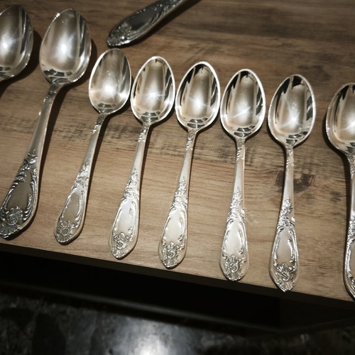 Antique Soviet Silver-Plated Cutlery Set 6 Persons 43 Pieces (ЗиШ МНЦ - USSR)