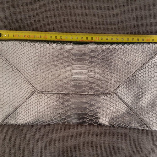 Silver envelope handheld-shoulder bag Sensual FX with 74 cm strap like new