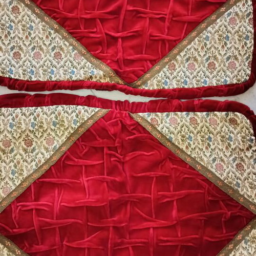Vintage decorative pillowcases 1970s, burgundy velvet