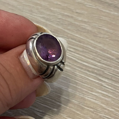 Silver 925 ring with amethyst, used, size 52