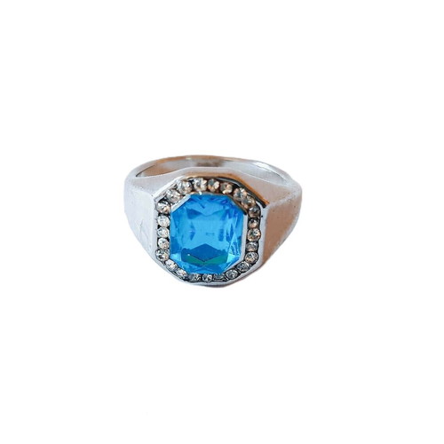 Men's ring with blue zircon and topaz new, silver plated