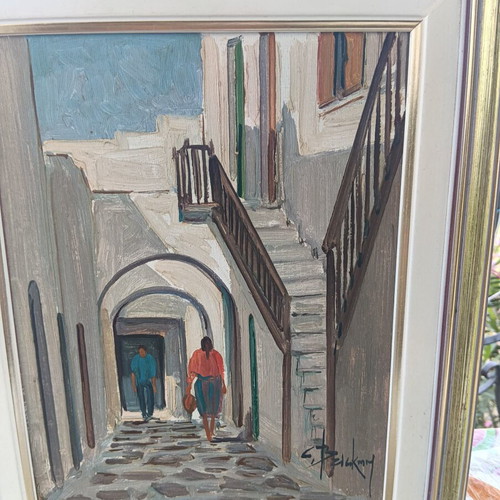 Oil painting by Ch. Brikman on canvas with frame, new