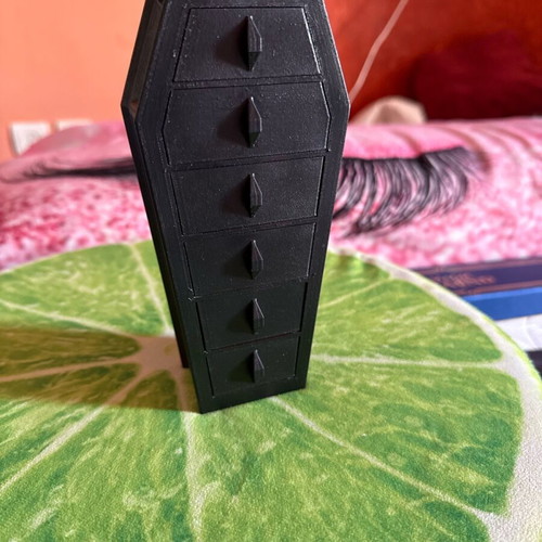 Handmade coffin-shaped jewelry box like new