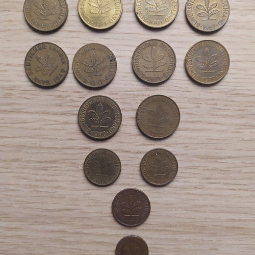 Монети Pfennig употребявани, комплект от 14, Германия 1949-1991