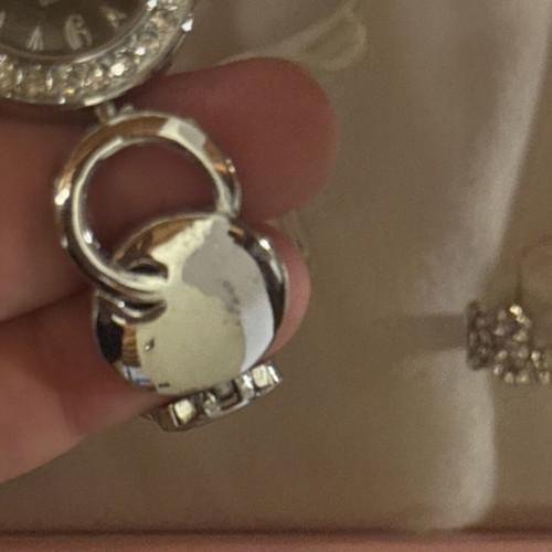 Watch, ring and long earrings set, grey