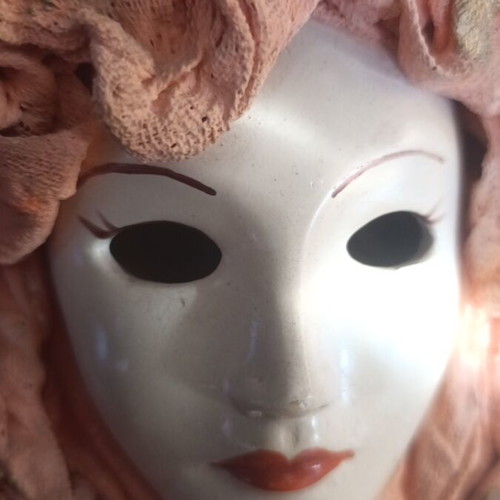 Venetian mask like new, made of baked clay and gauze