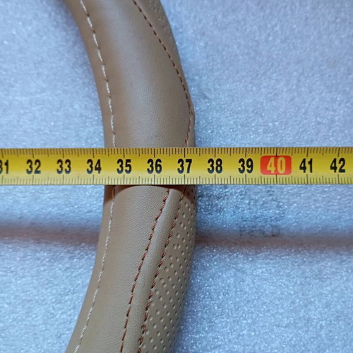 Steering wheel cover beige leather medium 37 cm like new
