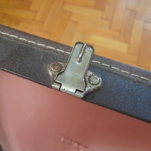 Vintage leather suitcase 1960s, brown