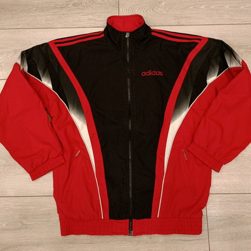 Adidas vintage track jacket used, red and black 90s design