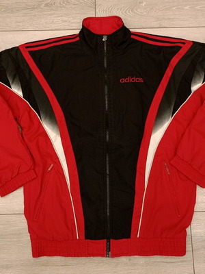 Adidas vintage track jacket used, red and black 90s design
