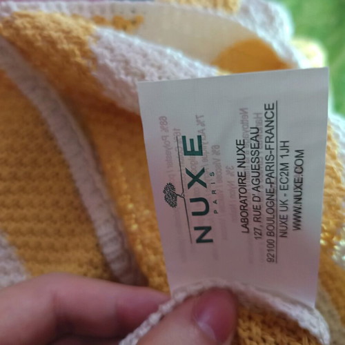 NUXE Paris knit tote bag striped yellow/white new