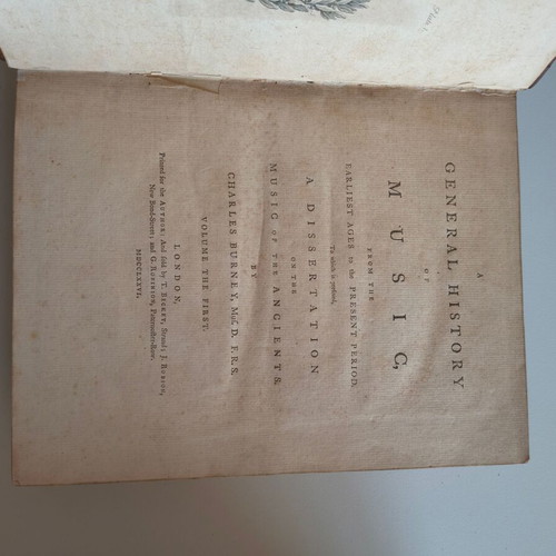 Charles Burney A General History of Music 4-Volume Set used, 1st Edition