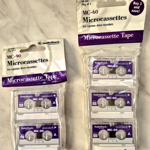 RadioShack MC-60 & MC-90 Microcassettes new, set of 5