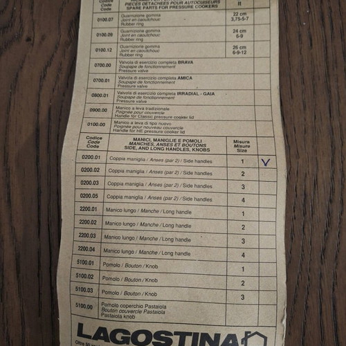Lagostina No1 Handles with Screw new, pair