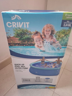Crivit plastic pool 3m with Intex cover and plastic base new