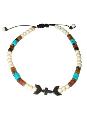 Handmade bracelet with rhodonite, turquoise, chaoite, hematite gemstones new