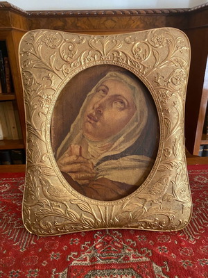 Πίνακας ζωγραφικής αντίκα 19ου αιώνα με απεικόνιση της Παναγίας μεταχειρισμένος