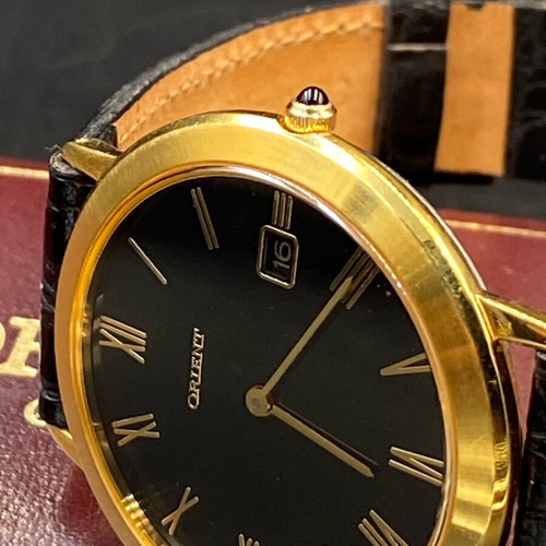 Orient Classic Dress Watch NOS, black and gold quartz men's