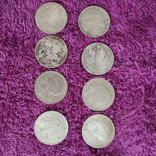 Collectible coins used 1926, 1 Drachma and 8 of 2 Drachmas