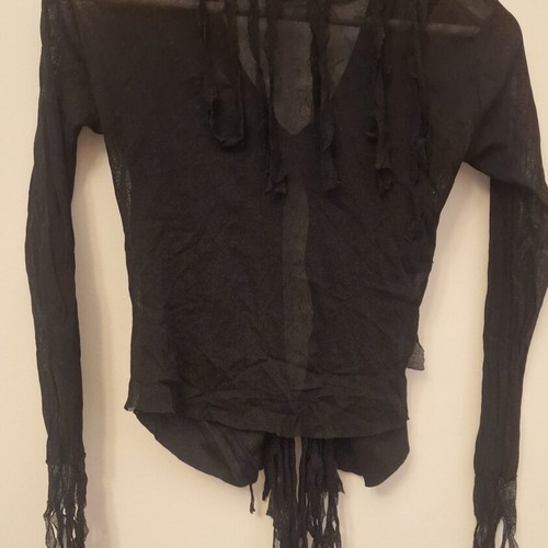 Sheer cardigan with fringes size S like new, black