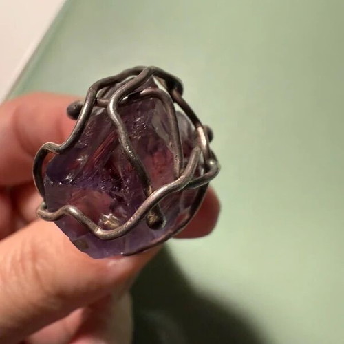 Handmade pendant with amethyst semi-precious stone like new