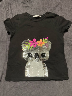 Girls' short-sleeve T-shirt H&M used, black, size 128 cm