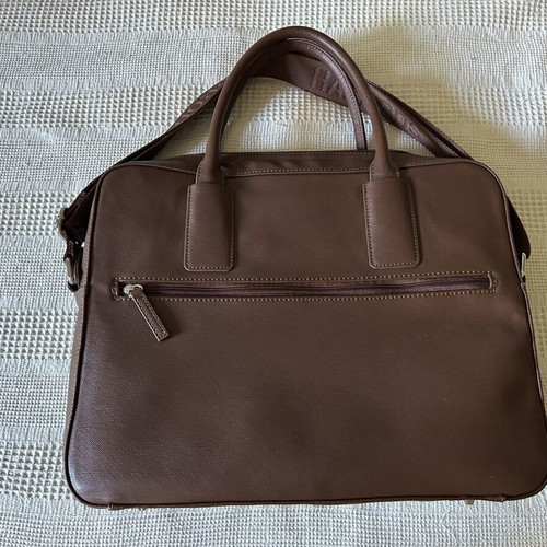 Harrods laptop bag brown vegan leather new