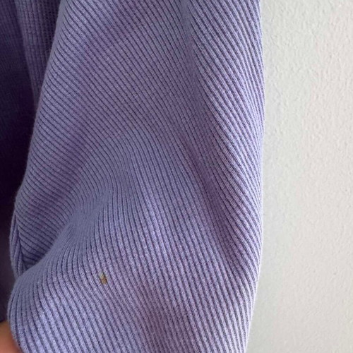 Crop cardigan, purple, with bleach marks