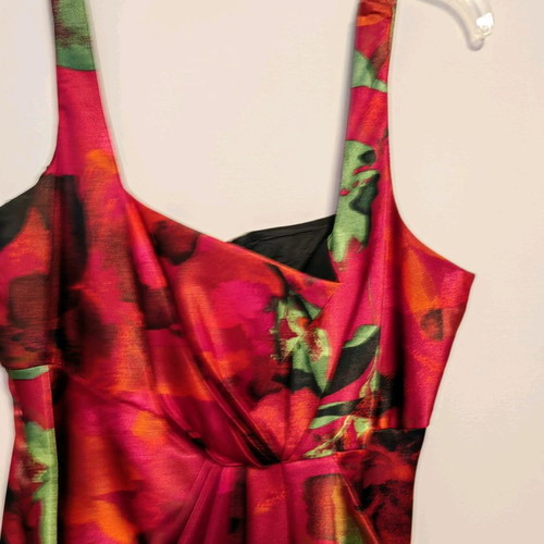 Satin cocktail dress used, multicolor, size M