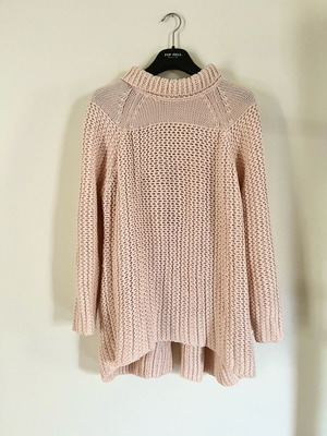 Janina pink chunky pullover XL used, long turtleneck