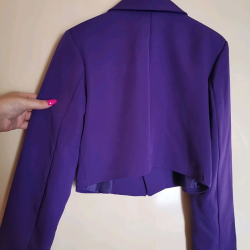 Blazer with shoulder pads short purple like new