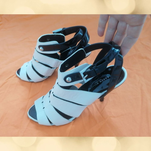 Karen Millen leather pumps used, black and white, size 37 EU