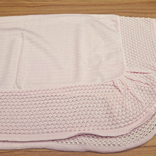 Knitted pink blanket 80x80cm new