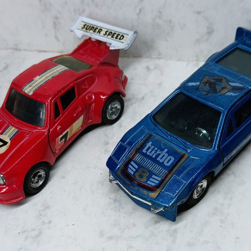 Vintage toy cars Porsche Turbo and Maserati Bora like new, 1/37 scale