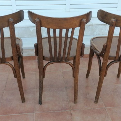 Thonet Style Wooden Cafe Chairs Set of 3 Used