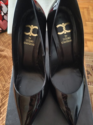 Xaris Kazakos black patent leather pumps, size 40, made in Italy